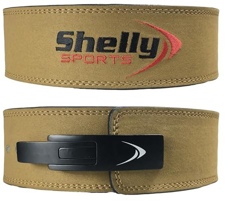 Shelly Gewichthebergürtel aus Leder, Lever Belt für Powerlifting mit Edelstahl-Schnalle, verstellbar, für Kreuzheben, Kniebeugen und Krafttraining, für Männer und Frauen (Brown, Small)