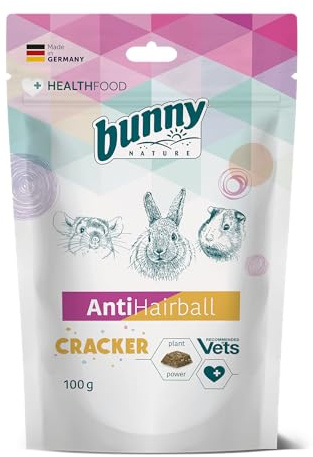 Bunny Antihairball Cracker | 100 g | Mangime complementare per conigli nani, porcellini d'India e cincillà | Supporto per l'escrezione dei capelli ingoiati