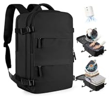 SZLX Vacuum Backpack Travel Bag with Pump Ryanair Cabin Bags Wizzair British Airways Underseat Hand Luggage Carry-ons Travel Backpack Cabin Size Women Men Fit 14 Inch Laptop