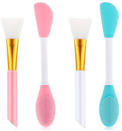 4 Pcs Face Mask Applicators, Silicone Face Mask Brush, Reusable Face-Mask Applicator Tool, Facial Brushes Applicator for Apply Skincare Lotion, Gel, Cream, Cosmetic Foundation