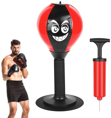 YYTECH Punchingball Tisch, Büro Punchingball, Mini Tischiboxsack mit Saugnapf und Luftpumpe, Desktop Punching Bag, Sandsack Boxsäcke, Punching Ball Set, für Chef, Kollegen, Freunde (Rot)