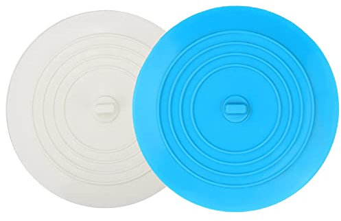 V-TOP Badewannenstopfen aus Silikon, 15,2 cm, Haarstopper, flacher breiter Saugnapf, für Küche, Bad und Waschküche, 2 Stück