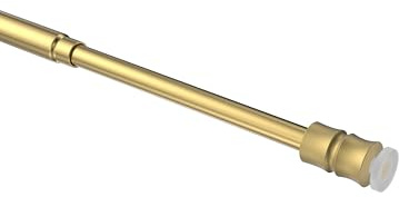 INTERDECO Klemmstange ausdrehbar, Scheibenstange mit Gummistopfen 8/6 mm aus Metall und Kunststoff, ohne Bohren, Messing-farbig, für Scheibengardinen und Kurzgardinen, Typ 2008011, 40-60 cm
