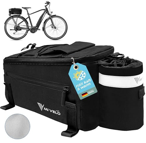 MIVELO - Fahrradtasche für Gepäckträger - Kühltasche Fahrrad - isolierte Gepäckträgertasche - wasserabweisend - 10L - schwarz