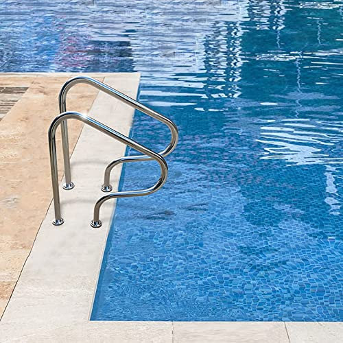 32x 32 Schwimmbecken-Handlauf Für Eingelassene Pools, 2 Stück Edelstahl-Schwimmbeckengeländer Für Eingelassene Oder Stufen Mit Allem Zubehör Für Den Privaten Gebrauch