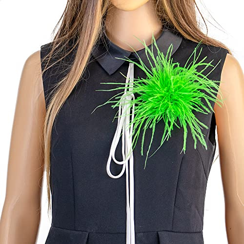 SYSUII Damen Federbrosche,Natürliche Straußenfeder Ansteckbrosche Federbrosche Feder Blume Brosche Pins Kleid Zubehör Fascinators Kostüme Dekor Kopfbedeckung für Hochzeit Party Festival -GrüN #2