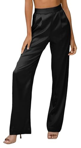 Pantalons Élégants en Satin à Taille Haute pour Femmes, Plis Creux, Couleur Unie, Pantalons Larges et Lâches à Jambes Larges, Mode, Doux, Pantalons de Travail, Grande Taille, Pantalons Réguliers et