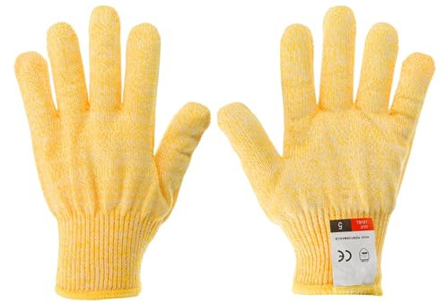 PATIKIL Cut Resistant Gloves, 1 Pair Level 5 Protection Anti Cutting Gloves Cut Proof Gloves for Kitchen Wood Carving Working, Small, Yellow