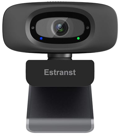 Estranst Autofocus Webcam 2K con copertura privacy e microfono con cancellazione del rumore, funziona con Zoom Teams YouTube Xbox, fotocamera Web esterna per computer portatile, Mac, PC, monitor
