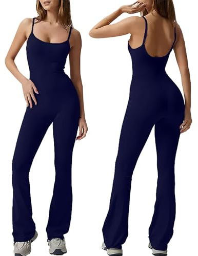 Btofellin - Mono para mujer Adherent Sexy Elegant Sporty Jumpsuit ropa deportiva sin costuras, ropa de gimnasia y yoga, traje de trabajo, Azul oscuro., M