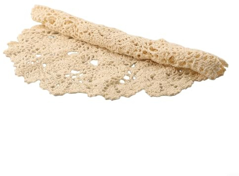 Yuanpgky Mantel individual de algodón hecho a mano con diseño de flores de ganchillo, tapete redondo retro hueco para decoración de mesa de comedor, beige, 40 cm
