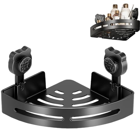 Bathroom Corner Shelves, Bear Suction Cup Bathroom Shower Shelves, Cute Corner Shelf Shower Rack with Bear Suction Cups, No Drill Wall Mounted Showers Caddy Basket for Kitchen & Bathrooms O-rganiser