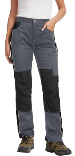 WORK IDEA Pantalones de trabajo para mujer con múltiples bolsillos funcionales, elásticos y ligeros, adecuados para diferentes áreas de trabajo – como artesanía, construcción – y otros entornos