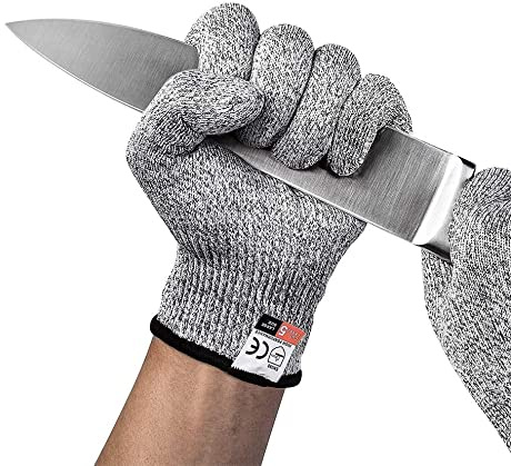 Cut Resistant Gloves, Work Gloves, Food Grade Level 5 Protection, Safety Kitchen and Outdoor Cut Gloves (Large)
