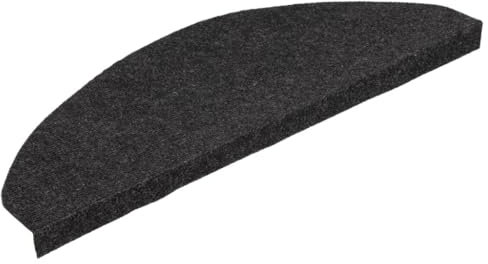 vidaXL Alfombrilla Autoadhesiva de Escalera 15 uds, Alfombra Antideslizante de Escalera, Protector de Peldaño, Tela Negro 65x22,5x3,5 cm