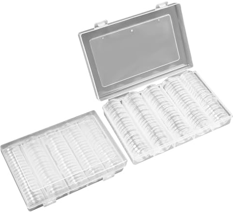 MaxEarn 200 Stücke 26mm Münzkapseln für 2 Euro Münzen mit Aufbewahrungsbox, Kunststoff Durchsichtig Münzhalter Kapseln für Sondermünzen Sammlermünzen Gedenkmünzen 2 Euro Münzen