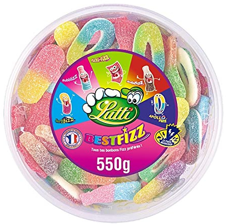 LUTTI - Tubo 550G de bonbons Best Fizz - Délicieuse explosion sucrée - Format généreux de 550g - Saveur irrésistible - Lot De 3