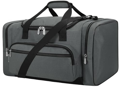 ZZY Sporttasche, 40L Reisetasche Fitness Tasche mit Schultergurt Wochenendtasche für Damen und Herren(Grau)