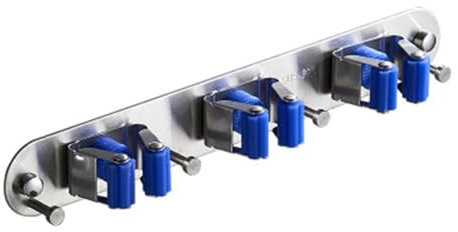 Colgador Escobas y Fregonas Soporte for fregona y escoba, organizador de almacenamiento montado en la pared de acero inoxidable, herramienta for cocina, garaje, jardín, baño, organización y almacenami