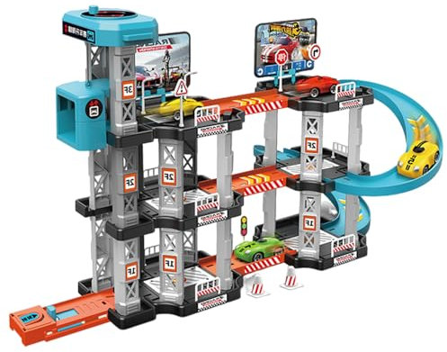 Garage per garage per auto 1 set da 3 strati giocattolo garage per auto con eloport rampa di auto giocattolo a montaggio facile con il lanciatore interattivo giocattolo per giocattoli per ragazzi reg