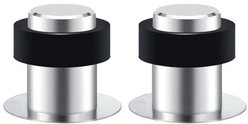 lot de 2 Butée de Porte Sol, Hauteur 45mm, Arrêts de Portes en Acier Inoxydable avec Autocollant et Vis, Butoir Porte