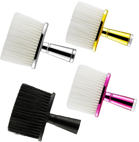 Lot de 4 pinceaux de nettoyage professionnels pour coiffeur - Avec poignée - Brosse à nuque professionnelle - Brosse de coiffeur - Brosse douce - Plumeau de cou