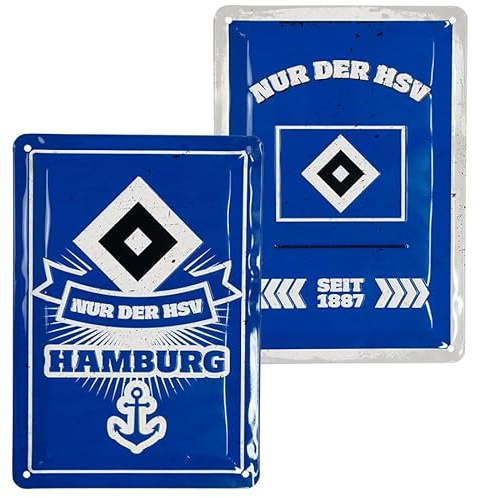 Hamburger SV HSV Blechschild 2er-Set, Wanddekoration, Wohndekoration, je ca. 21 x 14,8 cm