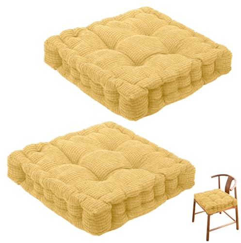 Stolskuddar, set om 2, sittdynor på 40 x 40 cm, sittdynor för inomhus- och utomhusbruk, tjocka golvkuddar, stolsdynor lämpliga för hem, trädgård, kontor och inomhus