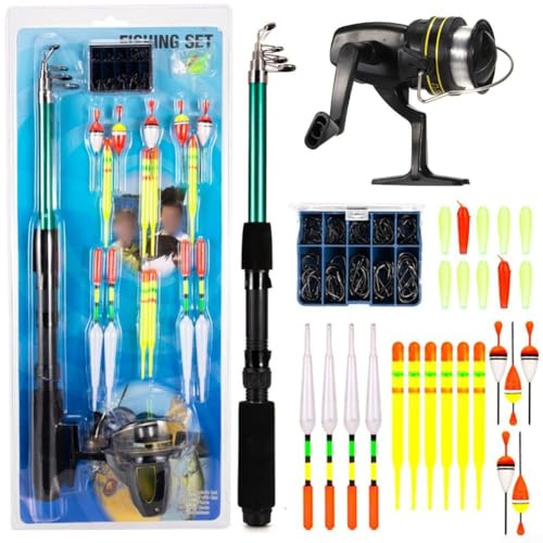 Jonikuper Canna da pesca e mulinello per kit combinato con design telescopico e set di attrezzi per principianti e pescatori