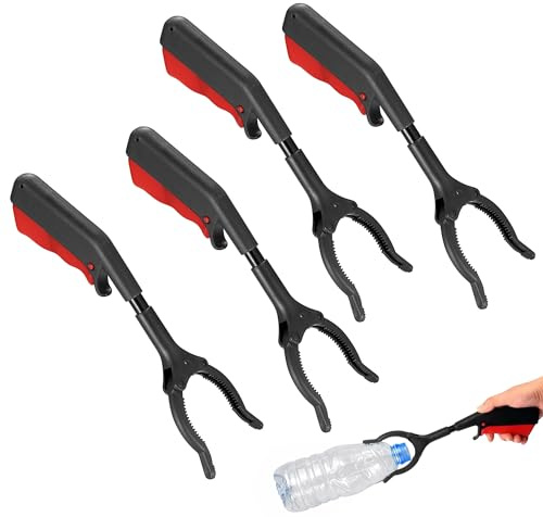 Caldamn 4 pinzas de agarre para personas mayores, 28 cm para personas mayores, pinzas de basura para niños, pinzas cortas para recoger, pinzas de basura portátiles, pinzas de agarre para reciclaje
