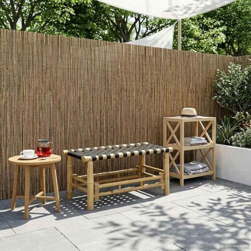 sephironlbb Panca da giardino in bambù naturale, 80 x 38 x 40 cm, stabile, con design ad angolo retto, per terrazza, balcone e giardino, per esterni, resistente alle intemperie e durevole
