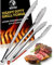 Mountain Grillers Grill Zangen 2er Set - Edelstahl mit Kochzange 30 cm und 40 cm - Rutschfest, Hitzebeständig mit Sicherheitsclip - Vielseitig Einsetzbare Küchen und Grillzange - Profi-BBQ-Zubehör