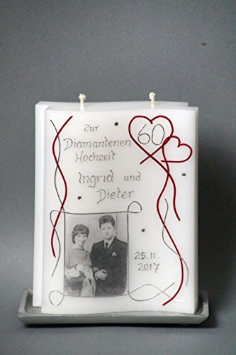 Kerze zur diamantenen Hochzeit Hochzeitskerze inkl. Namen, Datum und Foto, J 30