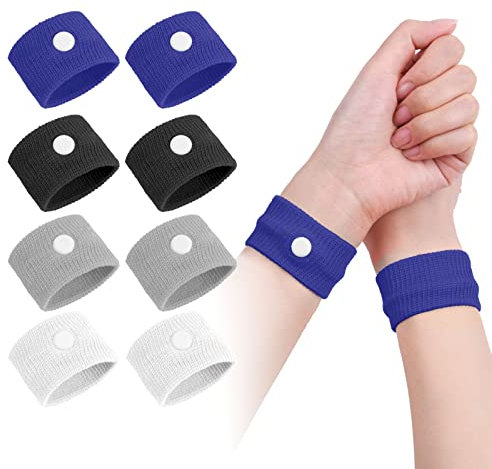 ACWOO Motion Sickness Wristbands, 4 Pairs Natural Sickness Bands for Kids & Adults, Anti-Nausea Wristbands for Car Sea Sickness, Relief Wristbans for Sea Flying Travel