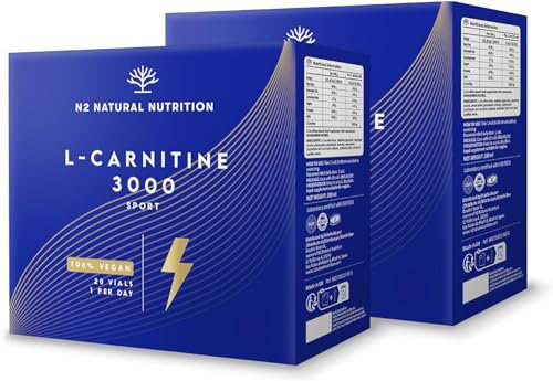 L CARNITIN 3000 Reines 40 Ampullen Pre workout booster. Für Kraft Fitness Sport. Fatburner Erhöht Leistungsfähigkeit. Fettverbrenner Energie Ohne Zusätze. Vegan Zertifiziert CE. N2 Natural Nutrition