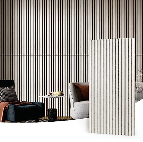 Art3d Pannelli acustici 60 x 120 cm MDF 2 pannelli acustici in legno Pannelli 3D per pareti Pannelli fonoassorbenti per pareti e soffitti con spessore di 2 cm Olmo bianco 1,44㎡