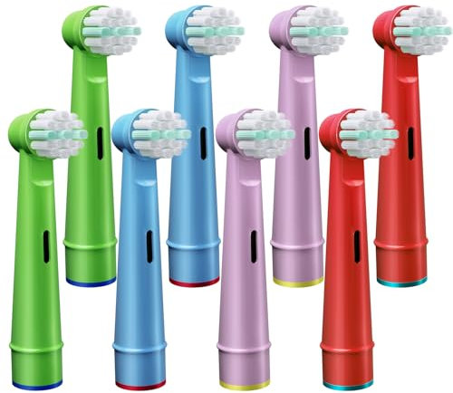 GENKENT Testine di Ricambio per Testine Oral b Bambini, Compatibili con Spazzolino Elettrico Oral B Bambini, Setole Morbide per Gengive Sensibili, Testina Confezione da 8 Pezzi