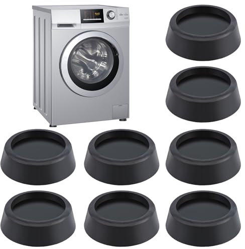 Aubess Amortiguadores de Vibraciones para Lavadoras, 8 Piezas Patas Lavadora Antivibracion, Negro Almohadillas Pies Lavadora, Antivibracion Lavadora para Lavadoras Frigoríficos Muebles