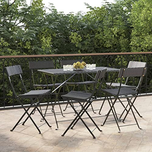 DYRJDJWIDHW gartenstühle,klappstuhl,campingstuhl klappbar,klappstühle,Bistrostühle 6 STK. Klappbar Schwarz Poly Rattan und Stahlcampingstuhl,Balkon Stuhl,gartenstuhl klappbar,Sun Garden,
