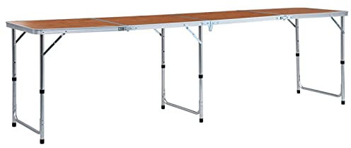 Sufrk Tavolo da Campeggio Pieghevole in Alluminio 240x60 cm,Tavolo Pieghevole Rettangolare Multifunzione Con Piano E Struttura Richiudibile Salvaspazio,Per Arredo Esterno,Interno,Giardino,Terrazzo,Pic