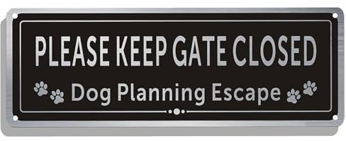 PLEASE CLOSE GATE SIGN, Beware of the Dogs Sign Outdoor Gate Rust Weatherproof for Fence Door, Reflective Aluminium, UV Resistant, Rust Proof- For Outdoor Gate Wall (Text Style)