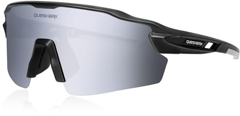 Queshark Occhiali Ciclismo Uomo e Donna, Occhiali Veloci Polarizzati, Con 1 Lenti o 4 lenti Intercambiabili, TR90 Montatura, UV400 Occhiali Sportivi Uomo per Ciclismo, Corsa, Pesca, Baseball, Sci