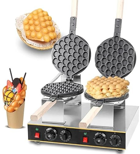 Gaufrier aux œufs, gaufrier à Double Bulle 1400 W et 1400 W, contrôle indépendant de la température et du Temps, Rotation à 180 °, gaufrier aux œufs de Hong Kong antiadhésif, pour Usage Domestique