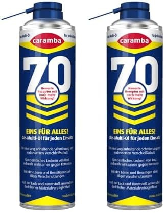 Caramba 70, Multifunktionsspray, Schmiermittel und Rostlöser, Sprühöl mit Verschleiß- und Korrosionsschutz, Tellerübergreifender Sprühkopf, 400 ml (Packung mit 2)