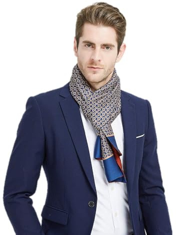 UK_Stone Halstuch Herren Kunstseiden Schal Vintage Pattern Doppelseite Herrenschal