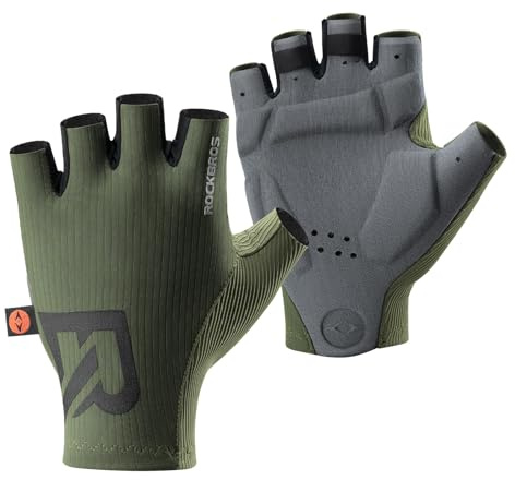 ROCKBROS Gants Cyclisme Demi-Doigts Homme Femme, Gants Courts de Vélo Eté Rembourrés Anti-Choc Respirant, pour VTT Vélo de Route Moto Fitness