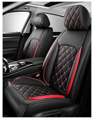 XINYUNFEI Auto Sitzbezüge Sets für Ford Ranger Wildtrak 2015-2022, Leder Autositzbezug für Fahrersitz & Beifahrer Auto-Zubehör Innenraum, 2-Sitzer(Red)