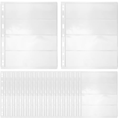 Yardwe Classeur pour Album de Timbres 20 Feuilles 9 Trous Transparentes 4 Rangées 20 Pochettes pour Collection de Timbres et Pièces de Monnaie Protection la Poussière Dommages