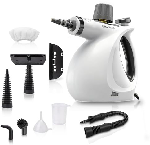 Sakerplus Steam Cleaner, Handheld Pressurised Steamer, 110°C Steam in 3 Minutes, 3.5 Bar Portable Steam Cleaner with 9-Piece Accessories for Bathroom&Kitchen(1 Steam Cleaner Kit)
