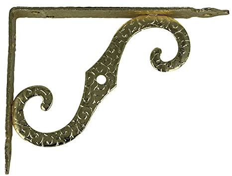 Amig - Palomilla para estanterías de pared - Escuadra metálica para baldas - Ángulo para estantes - Soporte estantería - Acero - Color Dorado - Medida: 200x150 mm - Peso máx. recomendado: 100 Kg